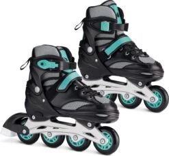 Navaris Verstelbare Skeelers Verschillende Maten - Verstelbare Skates Voor Meisjes En Jongens - Inline Skates Kinderen Blauw/grijs - Meerdere Maten