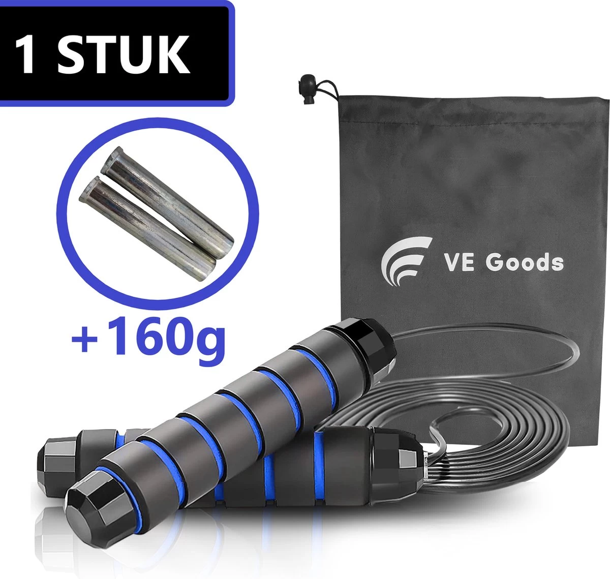 Verstelbaar Sport Springtouw - Incl. Opbergtas - Springtouw Met Kogellagers - Springtouw Kind - Speed Rope - Jump Rope - Springtouw Volwassenen - Springtouw Kinderen - Blauw - 3m Lengte - Totaal 335g (Incl. 160g Extra) 3 Verstelbaar Sport Springtouw - Incl. Opbergtas - Springtouw Met Kogellagers - Springtouw Kind - Speed Rope - Jump Rope - Springtouw Volwassenen - Springtouw Kinderen - Blauw - 3m Lengte - Totaal 335g (Incl. 160g Extra)