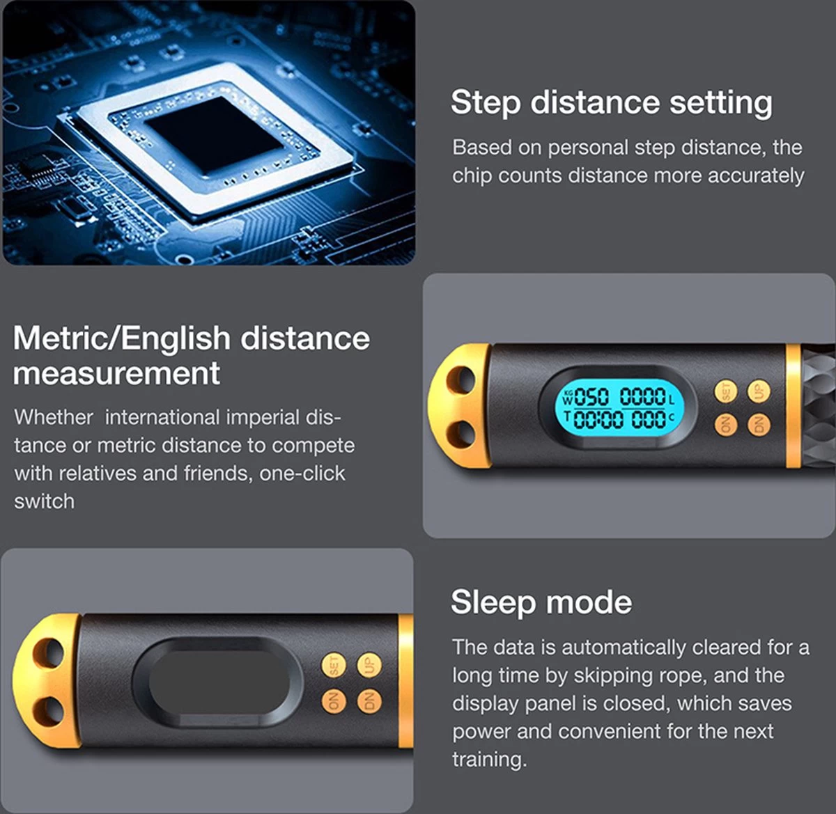 Digitaal Springtouw 2-in-1 - Met Draad & Draadloos - Smart Jump Rope - Fitness Voor Buiten En Binnen - Ergonomisch Antislip Handvat - Digitale Teller - Zwart 9 Digitaal Springtouw 2-in-1 - Met Draad & Draadloos - Smart Jump Rope - Fitness Voor Buiten En Binnen - Ergonomisch Antislip Handvat - Digitale Teller - Zwart - Afbeelding 7