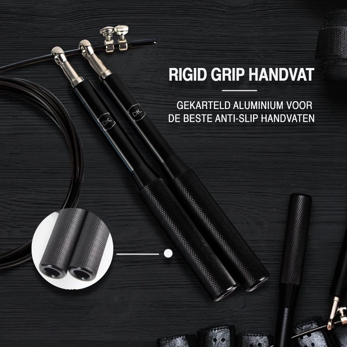 DK.® Professioneel Crossfit & Fitness Springtouw - Speedrope - Jump Rope - Voor Volwassenen En Kinderen - Rood 4 DK.® Professioneel Crossfit & Fitness Springtouw - Speedrope - Jump Rope - Voor Volwassenen En Kinderen - Rood - Afbeelding 3