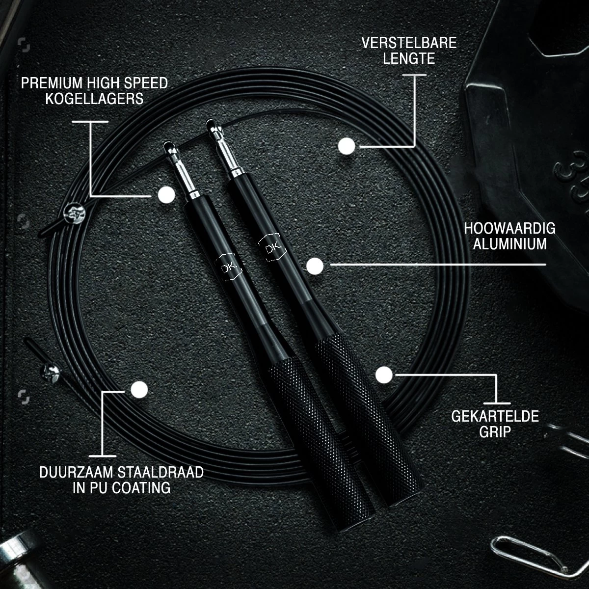 DK.® Professioneel Crossfit & Fitness Springtouw - Speedrope - Jump Rope - Voor Volwassenen En Kinderen - Blauw 5 DK.® Professioneel Crossfit & Fitness Springtouw - Speedrope - Jump Rope - Voor Volwassenen En Kinderen - Blauw - Afbeelding 3