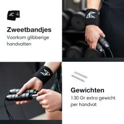 All Black Nutrition Springtouw Met Gewicht - Sport Speedrope - Conditie & Krachttraining - Verzwaard - Inclusief Zweetbandjes En Draagtas -Winkel voor professionele sportartikelen 1200x1200 729