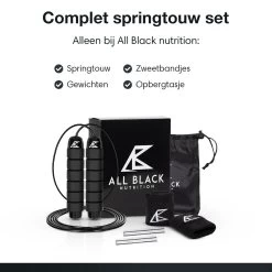 All Black Nutrition Springtouw Met Gewicht - Sport Speedrope - Conditie & Krachttraining - Verzwaard - Inclusief Zweetbandjes En Draagtas -Winkel voor professionele sportartikelen 1200x1200 730