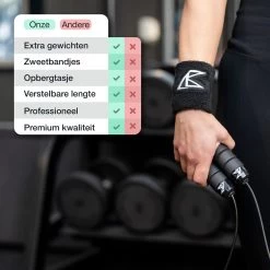 All Black Nutrition Springtouw Met Gewicht - Sport Speedrope - Conditie & Krachttraining - Verzwaard - Inclusief Zweetbandjes En Draagtas -Winkel voor professionele sportartikelen 1200x1200 736