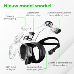 Nuvance - Snorkelmasker Incl Oordoppen - One Size Fits All - Duikmasker - Duikbril Met Snorkel - Snorkelset Voor Kinderen - Zwart -Winkel voor professionele sportartikelen 1200x1200 98