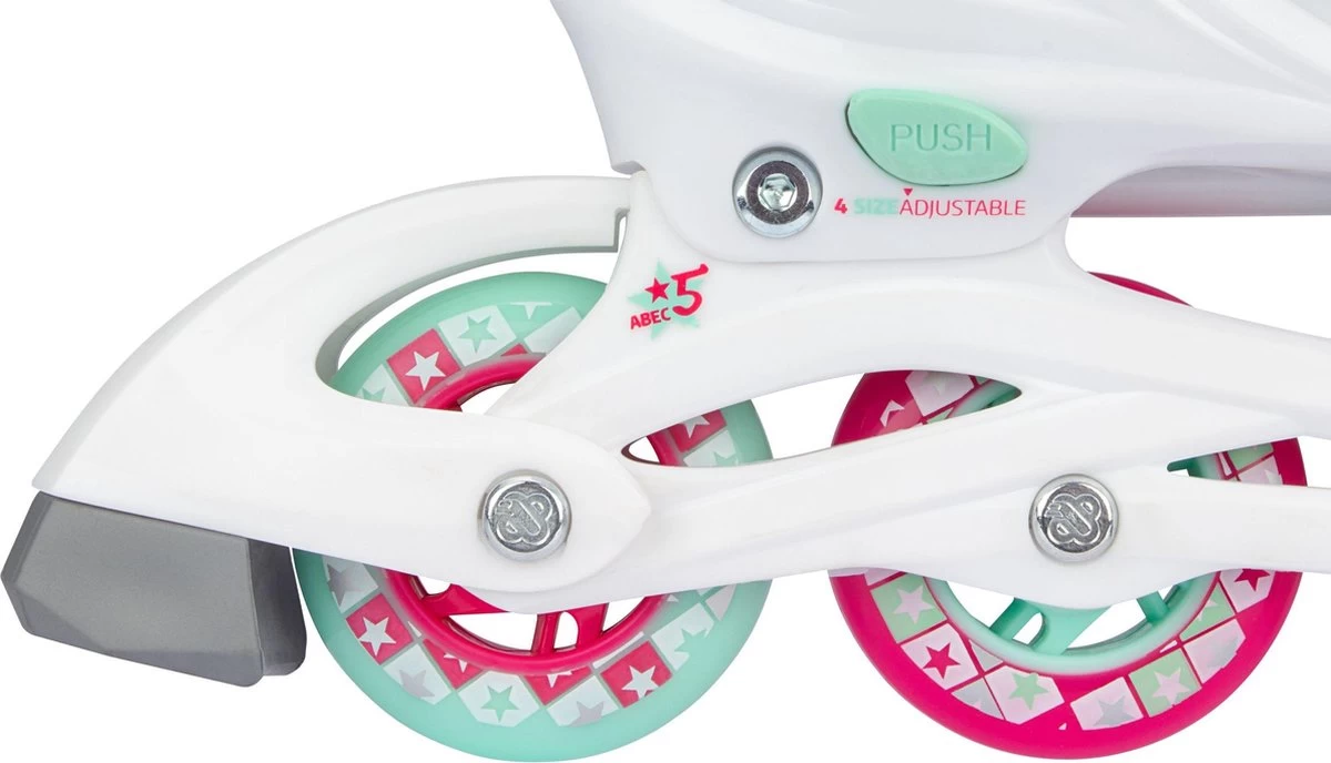 Nijdam Inline Skates Verstelbaar - Sk8 Star - Wit/Fuchsia - 33-36 4 Nijdam Inline Skates Verstelbaar - Sk8 Star - Wit/Fuchsia - 33-36 - Afbeelding 2