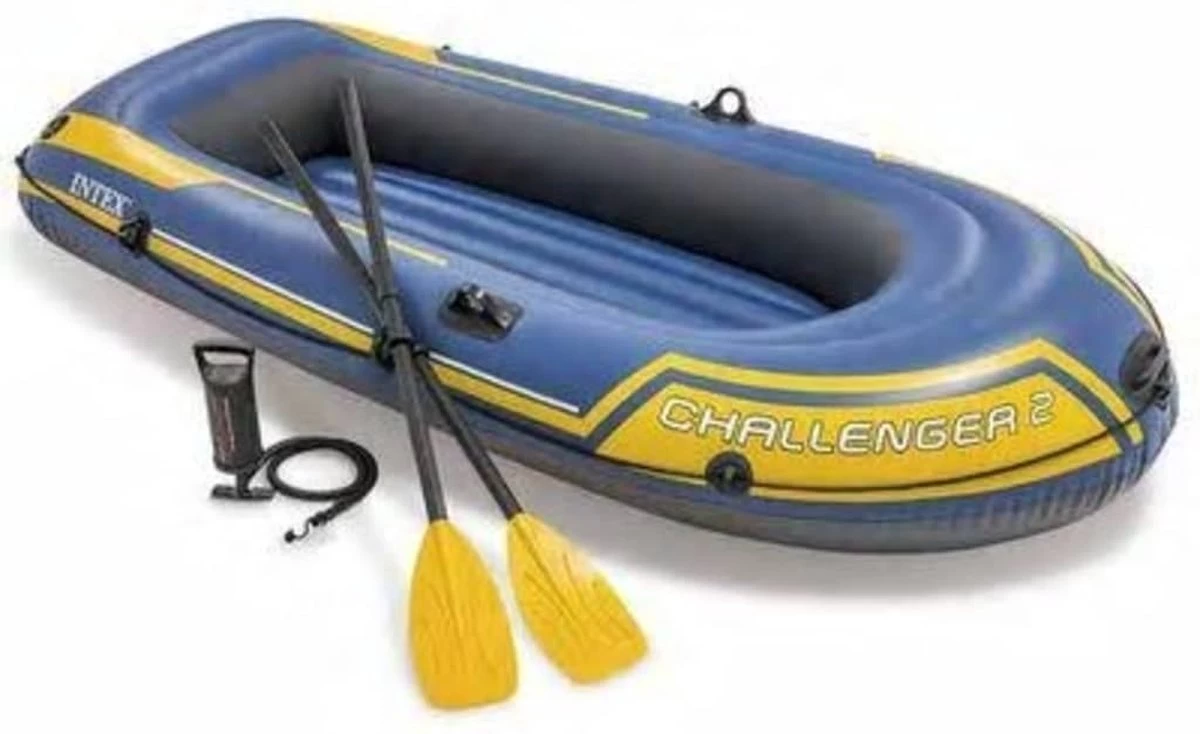 Intex Challenger 2 Opblaasboot - 2-Persoons - Blauw/Geel