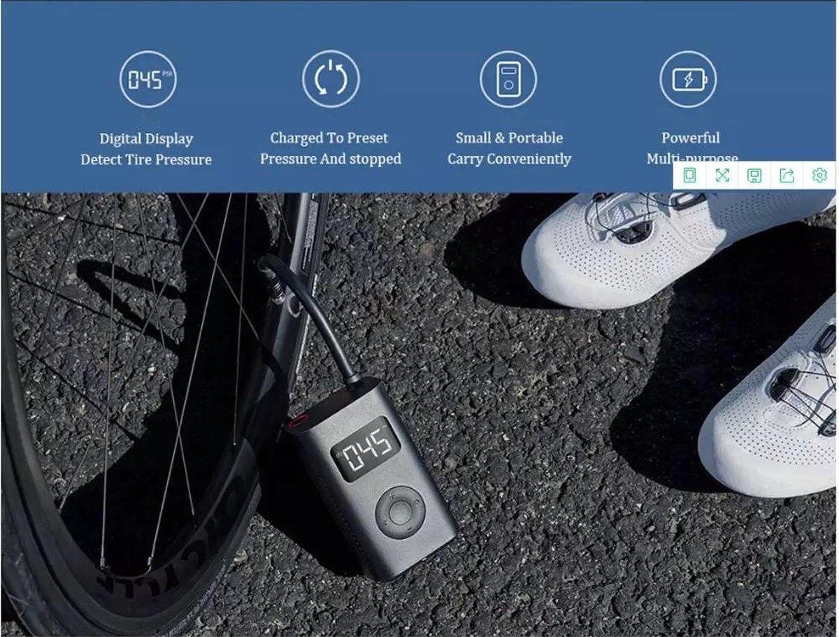 Xiaomi Mijia Draagbare Smart Digitale Bandenspanning Detectie Elektrische Inflator Pomp Voor Fiets Motorfiets Auto Voetbal' In Alle Artikelen 4 Xiaomi Mijia Draagbare Smart Digitale Bandenspanning Detectie Elektrische Inflator Pomp Voor Fiets Motorfiets Auto Voetbal' In Alle Artikelen - Afbeelding 2
