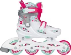Nijdam Inline Skates Verstelbaar - Sk8 Star - Wit/Fuchsia - 29-32