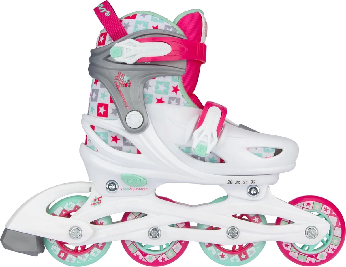Nijdam Inline Skates Verstelbaar - Sk8 Star - Wit/Fuchsia - 33-36 3 Nijdam Inline Skates Verstelbaar - Sk8 Star - Wit/Fuchsia - 33-36