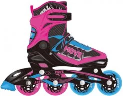 Move Fast Verstelbare Inlineskates - Maat 34-37 - Unisex - Roze/zwart/blauw