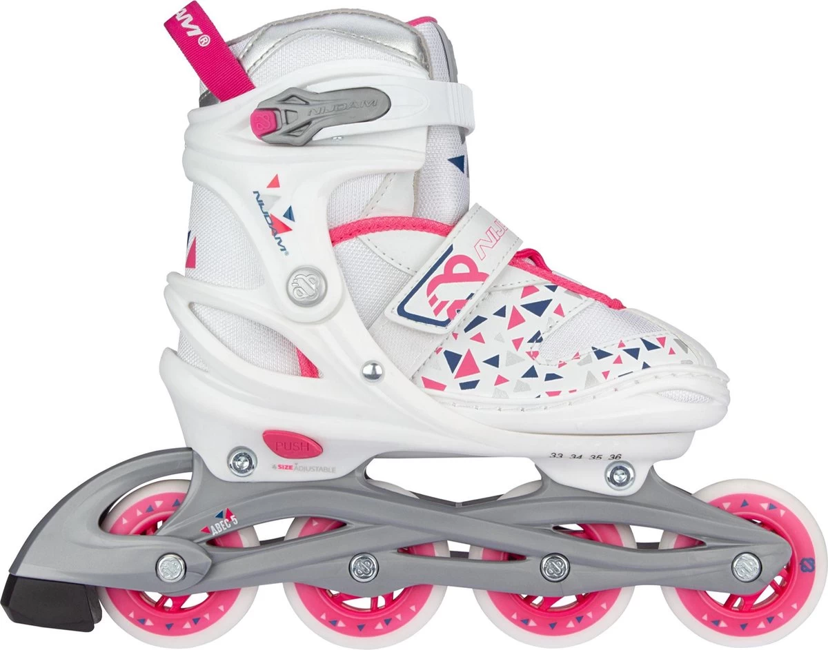 Nijdam Inline Skates Verstelbaar - White Wedge - Wit/Fuchsia - 29-32 3 Nijdam Inline Skates Verstelbaar - White Wedge - Wit/Fuchsia - 29-32