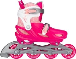 Nijdam 3-in-1 Inline Skates Verstelbaar - Floral Switch - Fuchsia/Wit/Roze/Zilvergrijs - 25-28