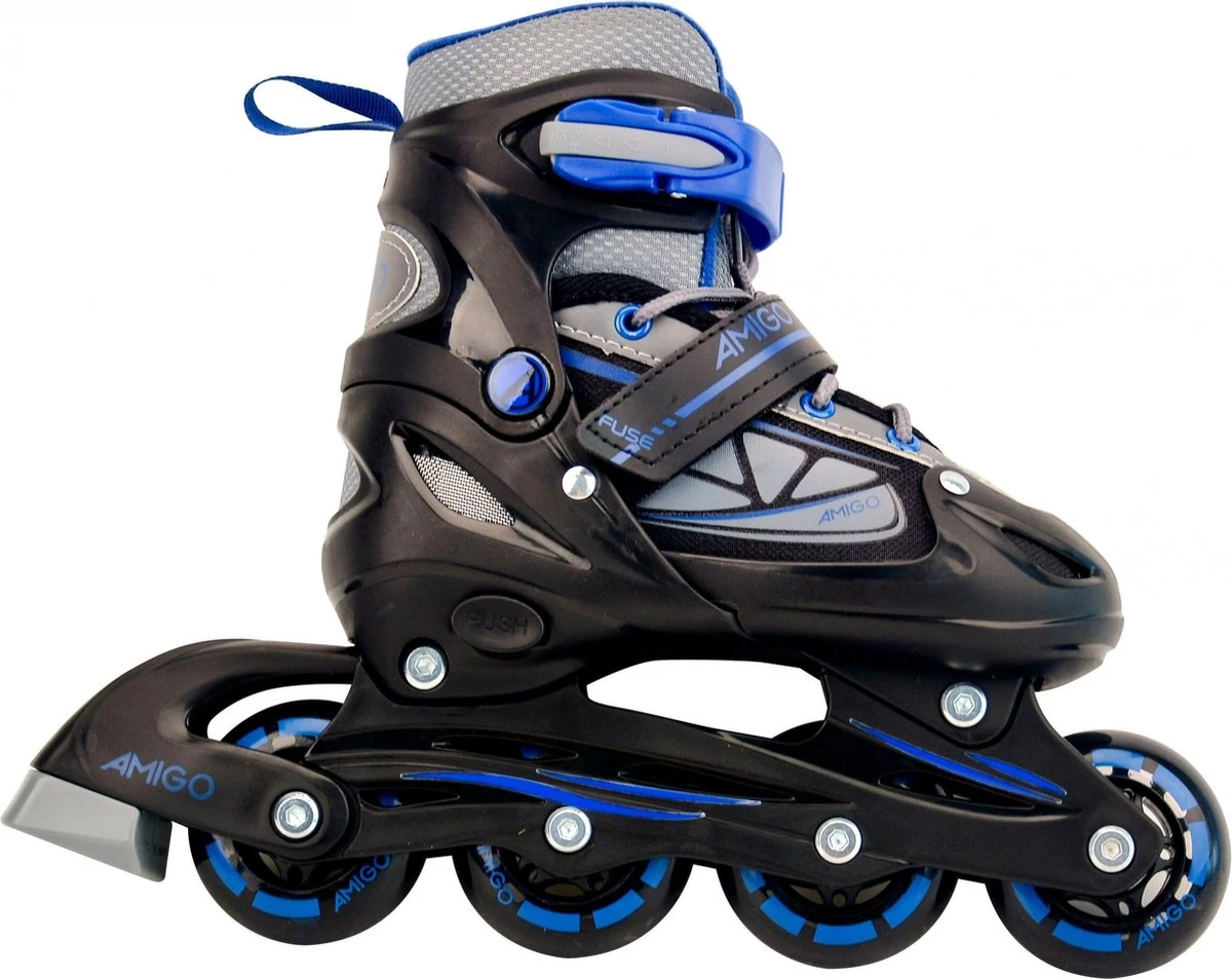 AMIGO Fuse Inlineskates - Skeelers Voor Jongens En Meisjes - Zwart/Blauw - Maat 34-37