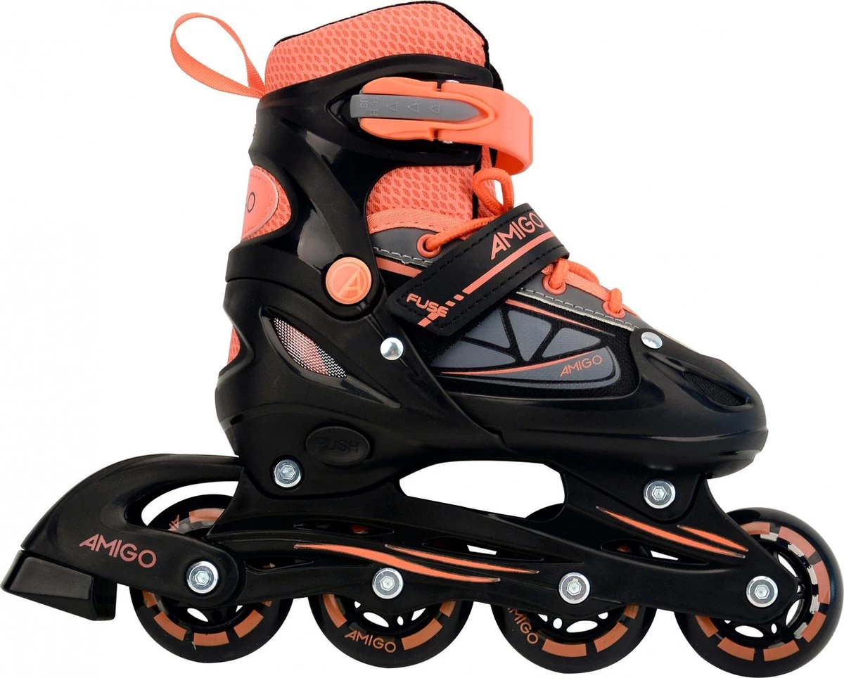 AMIGO Fuse Inlineskates - Skeelers Voor Jongens En Meisjes - Zwart/Oranje - Maat 30-33