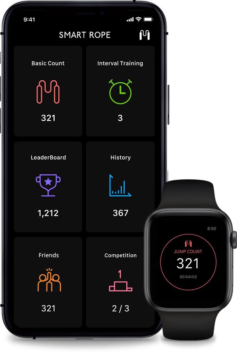 SmartRope Rookie - Springtouw Met Mobiele App - Fitness Springtouw Met Teller - Verstelbaar Springtouw - Touwtje Springen - Skipping Rope - Touwtje Springen - Fitness - Boksen - Krachttraining - Crossfit - Zwart 6 SmartRope Rookie - Springtouw Met Mobiele App - Fitness Springtouw Met Teller - Verstelbaar Springtouw - Touwtje Springen - Skipping Rope - Touwtje Springen - Fitness - Boksen - Krachttraining - Crossfit - Zwart - Afbeelding 4