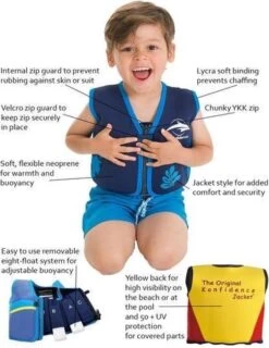 Konfidence - Zwemvest/Drijfvest Kind - Blauw - 1,5-3 Jaar / 12-20 Kg -Winkel voor professionele sportartikelen 926x1200