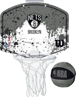 Wilson NBA Team Brooklyn Nets Mini Hoop WTBA1302BRO, Unisex, Grijs, Basketbal Achterborden, Maat: One Size